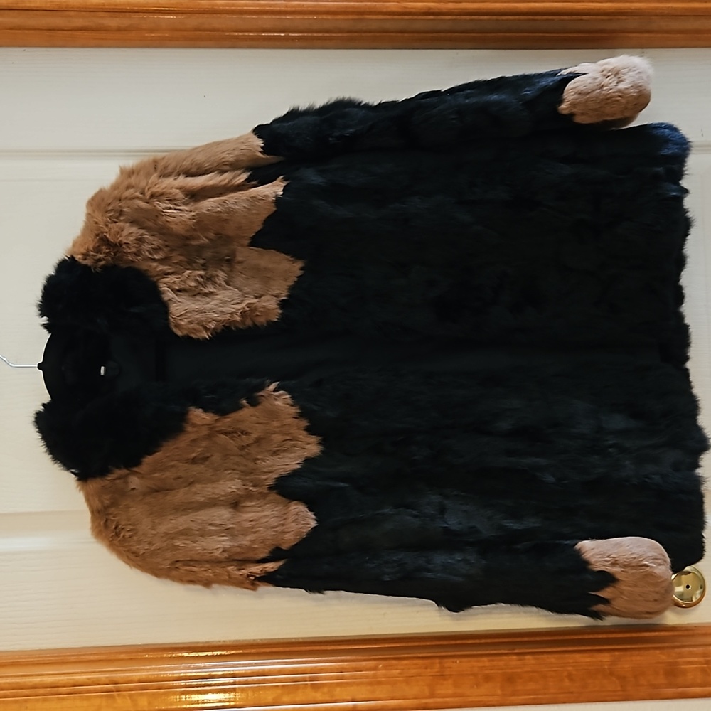 Black and brown rabbit fur coat size medium